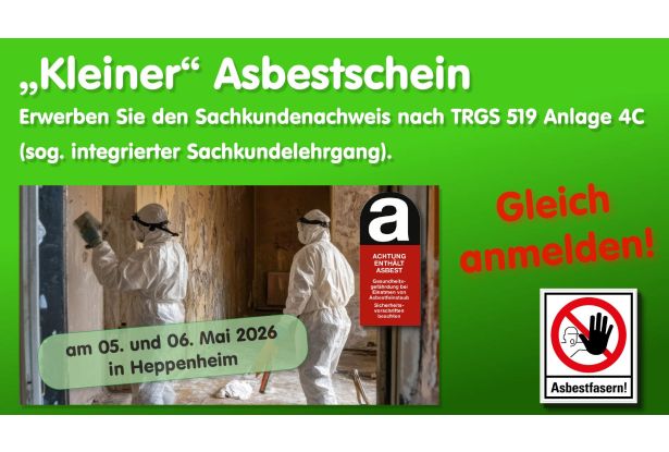 Einladung Seminar Asbest-Sachkunde nach TRGS 519 Anlage 4c