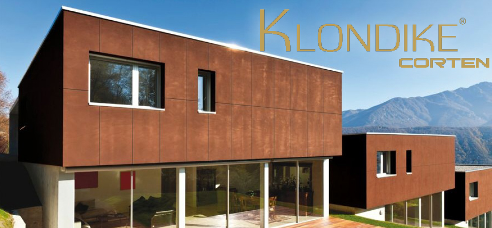 Modernes Wohnhaus mit Klodike Corten-Kreativtechnik an gesamter Fassade