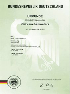 Urkunde des Gebrauchsmusters