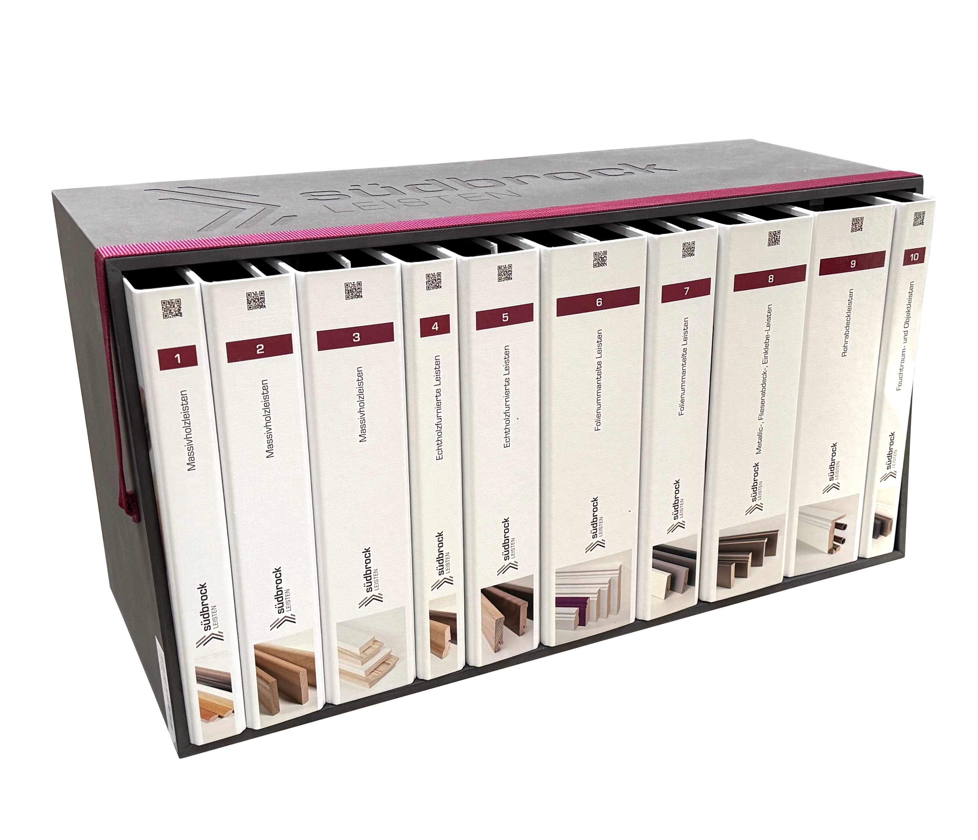 10-teilige Musterkollektion im praktischen Trasgeschuber