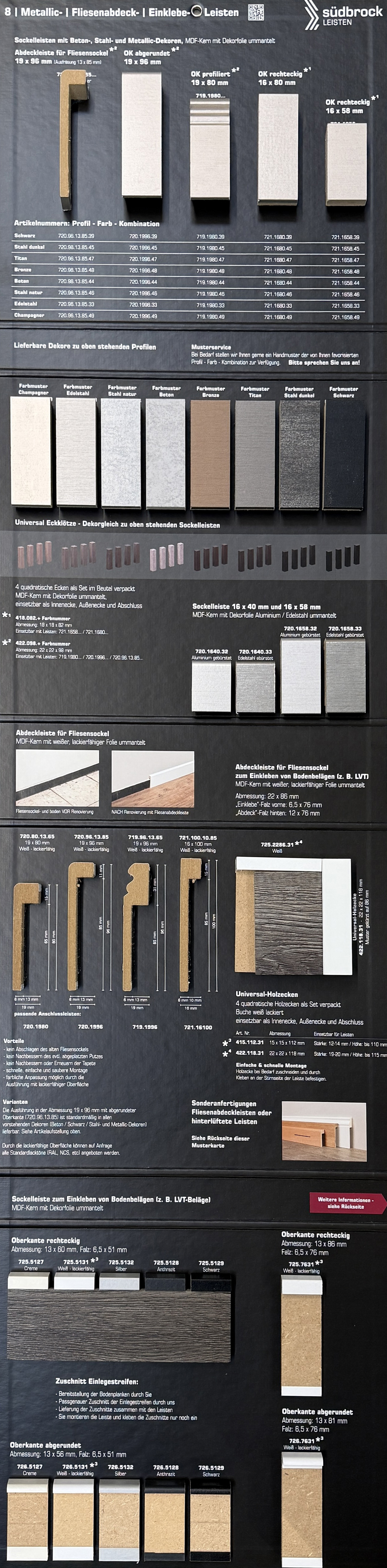 Südbrock Metallic-, Fliesenabdeck-, Einklebe-Leisten-Übersicht 1