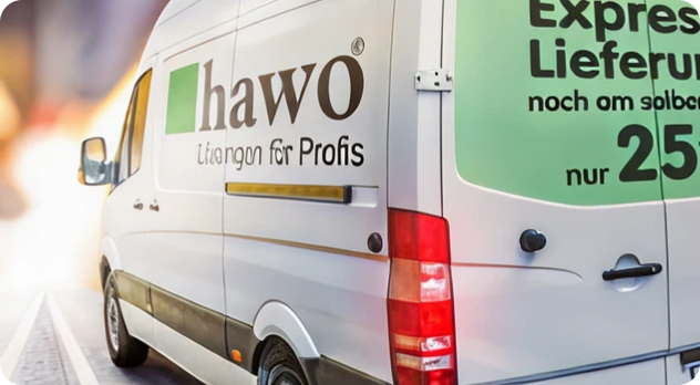 hawo Transporter mit der Aufschrift Express-Lieferung